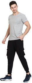 ROARERS Black Solid Cotton Joggers Full (Elasticated and Drawstring)