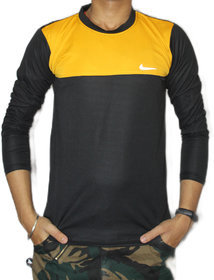 VANTAR Yellow Printed Full Sleeve T-Shirt