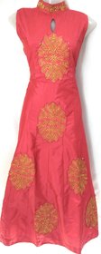 Chic Designs Pink Long Anarkali Gown