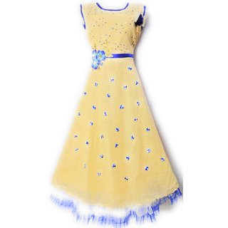                       Chic Designs Yellow Long Anarkali Gown for Girls                                              