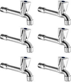 Drizzle AcuraMini Long Body Bib Cock Bathroom Tap With Quarter Turn Foam Flow (Pack of 6 Pieces)