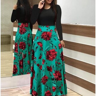                       Raabta Green Upper 0102 Long Dress                                              