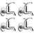 Drizzle Duck Bib Cock Short Body Brass, Bathroom Tap, Quarter Turn (Pack of 4 Pieces)