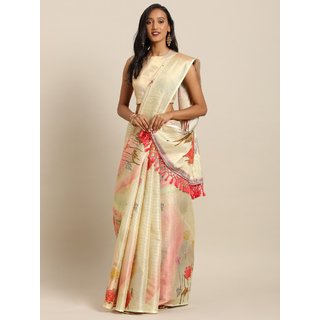 Meia Yellow & Red Art Silk Floral Digital Printed Maheshwari Saree Meia Yellow & Red Art Silk Floral Digital Printed Maheshwari Saree