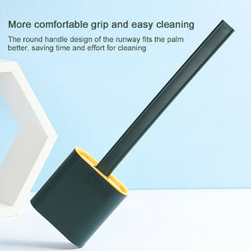 H'ENT Home TPR Toilet Brush with Holder Creative Deep Cleaning Brush Flexible Bristles