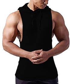 THE BLAZZE 0054 Men's Hooded Sleeveless T-Shirt Gym Tank Gym Stringer Tank Top Muscle Gym Bodybuilding Vest Fitness Work