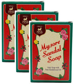 Mysore Sandal Soap Pure Sandalwood Oil 125gm Pack Of 3