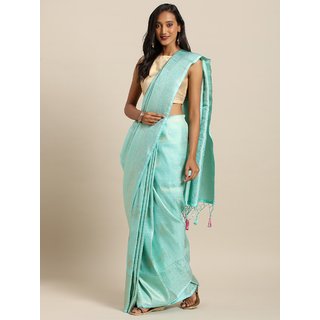 Meia Blue Silk Blend Woven Design Baluchari Saree Meia Blue Silk Blend Woven Design Baluchari Saree