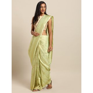 Meia Green Silk Blend Woven Design Baluchari Saree Meia Green Silk Blend Woven Design Baluchari Saree