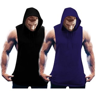                       THE BLAZZE C 0054 Men's Hooded Tank Tops Muscle Gym Bodybuilding Vest Fitness Workout Train Stringers                                              