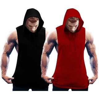                       THE BLAZZE C0054 Men's Hooded Tank Tops Muscle Gym Bodybuilding Vest Fitness Workout Train Stringers                                              