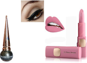 Smooth Long Wear Waterproof Shimmer Zari Black Eyliner  Lipstick