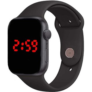 HRV Black Rubber Strap Apple LED Square Dial Digital Watch Digital Watch For Boys Girls Digital Watch For Boys