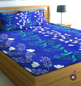 Home Berry microfiber Blue 3D Printed 144 TC Double Bed