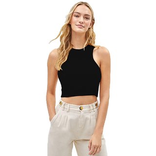                       THE BLAZZE 1025 Women's Summer Basic Sexy Strappy Sleeveless Racer back Camisole Crop Top Top                                              