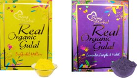 Arham Herbal Real Organic Gulal Purple and Yellow (Pack of 2)