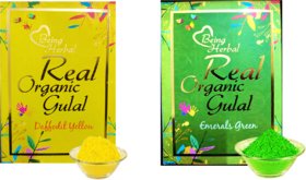 Arham Herbal Real Organic Gulal Green and Yellow (Pack of 2)