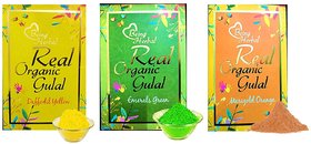Arham Herbal Real Organic Gulal  Holi Color Powder (Green, Orange and Yellow)