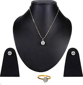 AD Round Solitaire Pendant Earrings Ring Set