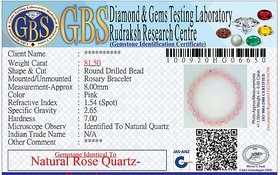 KESAR ZEMS Natural Rose Quartz Stone Stretchable Bracelet With Certificate For Unisex  (10 x 2 x 1 CM) Pink.
