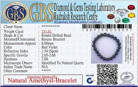 KESAR ZEMS Natural Red Violet Amethyst Stone Stretchable Bracelet With Certificate For Unisex  (10 x 2 x 1 CM) Violet.