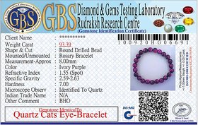 KESAR ZEMS Natural Quartz Cats Eye Stone Stretchable Bracelet With Certificate For Unisex  (10 x 2 x 1 CM) Ivory Purple.