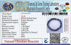 KESAR ZEMS Natural Obsidian Stone Stretchable Bracelet With Certificate For Unisex  (10 x 2 x 1 CM) Black&White.