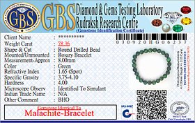 KESAR ZEMS Natural Quartz MalaChite Stone Stretchable Bracelet With Certificate For Unisex  (10 x 2 x 1 CM) Green.