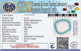 KESAR ZEMS Natural Quartz Turquoise Stone Stretchable Bracelet With Certificate For Unisex  (10 x 2 x 1 CM) Sky Blue.