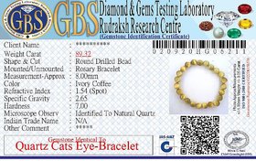 KESAR ZEMS Natural  Quartz Cats Eye Stone Stretchable Bracelet With Certificate For Unisex  (10 x 2 x 1 CM) Ivory Coffee