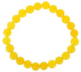 Jinanshi Fashions Hakik Agate Yellow Colour Stretchable Bracelet For Unisex (10 x 2 x 1 CM)