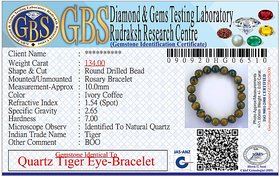 Jinanshi FashionsNatural Quartz Tiger Eye Stone Stretchable Bracelet With Certificate For Unisex  (10 x 2 x 1 CM)