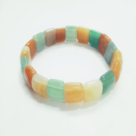 Jinanshi Fashions MINI Rectangle Shaped Multi Colour Stone Stretchable Bracelet For Unisex (10 x 1 x 2 CM) Multi.