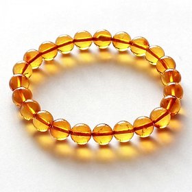 Jinanshi Fashions Hakik Agate Dark Yellow Colour Stretchable Bracelet For Unisex (10 x 2 x 1 CM) Dark Yellow