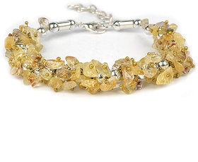 Jinanshi FashionsNatural Citrine Crystal Stone Chip Adjustable Bracelet For Unisex (10 x 1 x 2 CM) Pale Yellow.