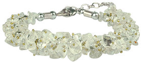 Jinanshi FashionsNatural Clear Rock Crystal Stone Chip Adjustable Bracelet For Unisex (10 x 1 x 2 CM) Clear.