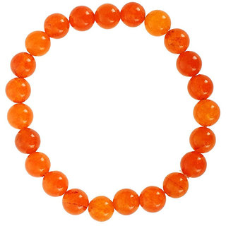 KESAR ZEMS Hakik Agate Orange Colour Stretchable Bracelet For Unisex (10 x 2 x 1 CM)