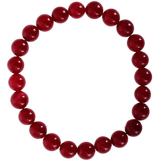 KESAR ZEMS Hakik Agate Ruby Colour Stretchable Bracelet For Unisex (10 x 2 x 1 CM)