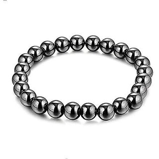 KESAR ZEMS Natural Magnet Grey Colour Stretchable Bracelet For Unisex (10 x 2 x 1 CM)