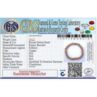                       KESAR ZEMS SunStone Stretchable Bracelet With Certificate For Unisex  (10 x 2 x 1 CM) Copper colore.                                              