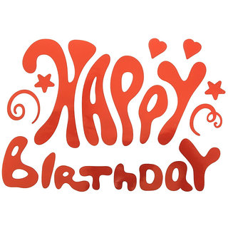                       Hippity Hop Red Happy Birthday Sticker (Blackboard) Calligraphy letter design (Red)                                              