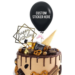                       Hippity Hop Black Confetti Balloon Cake Toppers (5 Inch) (pack of 7 pc) ,(Black)                                              