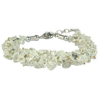                       KESAR ZEMS Natural Clear Rock Crystal Stone Chip Adjustable Bracelet For Unisex (10 x 1 x 2 CM) Clear.                                              