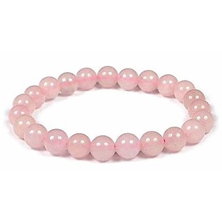                       KESAR ZEMS Natural Rose Quartz Stone Stretchable Bracelet For Unisex  (10 x 2 x 1 CM) Pink.                                              