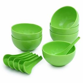 Green Plastic Round Shape Soup Bowls Pack of 6 By Lazywindow