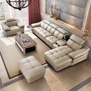 L shape sofa set luxury cup holder sofa set