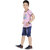 HRR Boys Festive Raw Dnm Pink Tshirt With Stretchable Denim Half pant