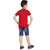 HRR Boys Festive Super red Tshirt With Stretchable Denim Half pant