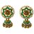 Mint Green Kundan Pearl Antique Jhumki Earrings Set