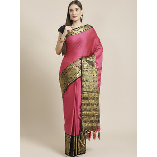                       Sharda Creation Women's Pink Embellished With Blouse Saree                                              